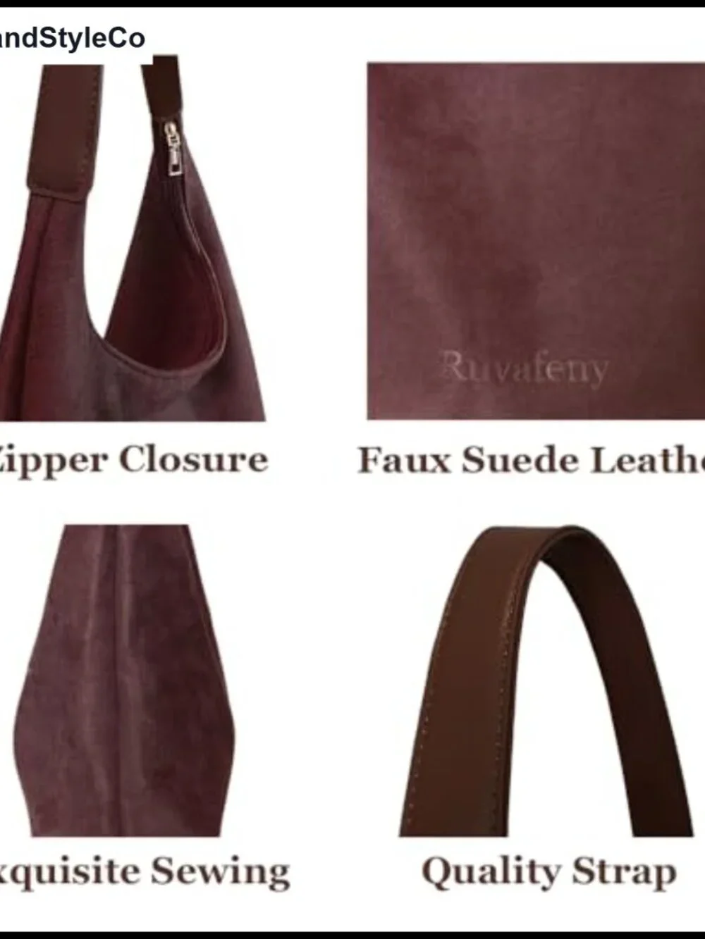 Suede Shoulder Bag Women Large Hobo Tote Purse with Zipper